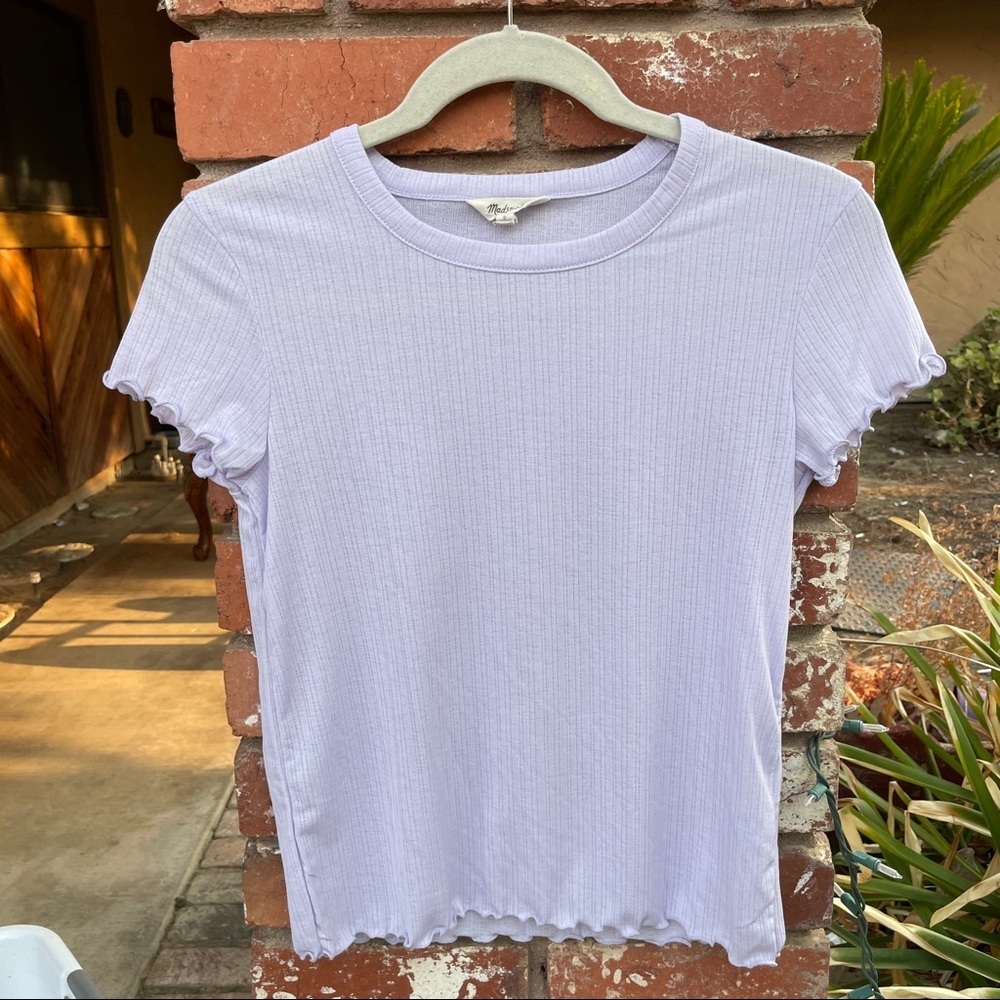Madewell Lilac lettuce edge tee